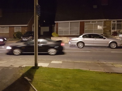 The Prelude being driven away to his new home, the X-Type waiting patiently to return to the driveway.